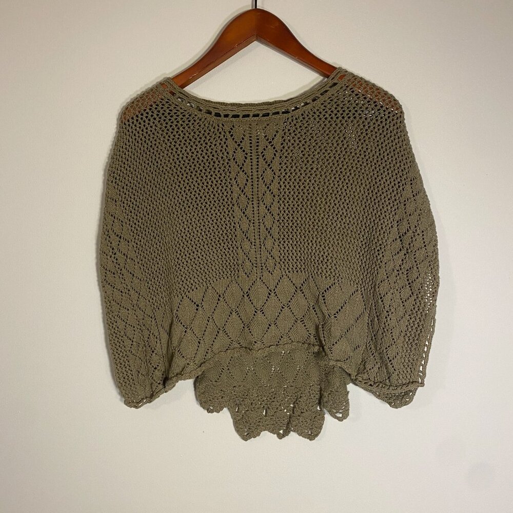 🌿 Pink Martini Olive Crochet Knit Sweater